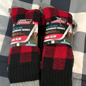 Dickies Red & Black Buffalo Plaid Performance Thermal Crew Socks - 6 Pairs